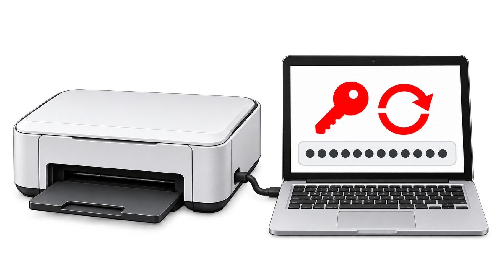 Inkjet printer connected to a laptop showing a waste ink counter reset